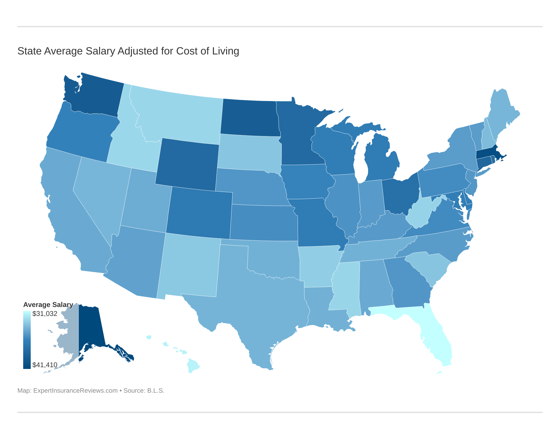 State Average Salary Adjusted for Cost of Living